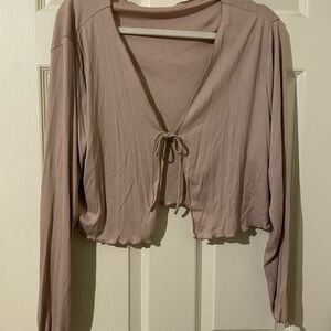 SHEIN Taupe Long Sleeve Crop Top